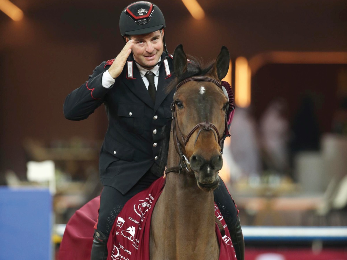 Emanuele Gaudiano celebrates his win.   