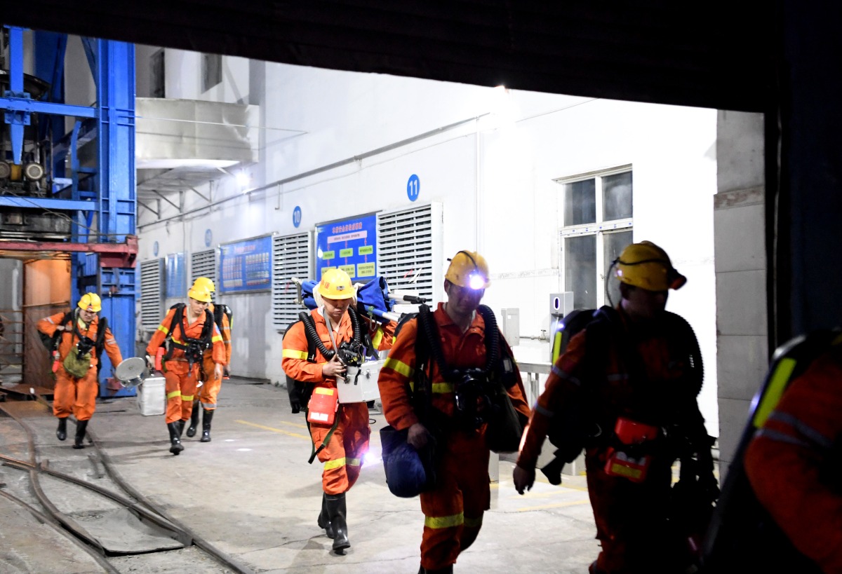 Rescuers are seen at the site of an accident in a coal mine in central China's Henan Province, Jan. 13, 2024. (Xinhua/Hao Yuan)