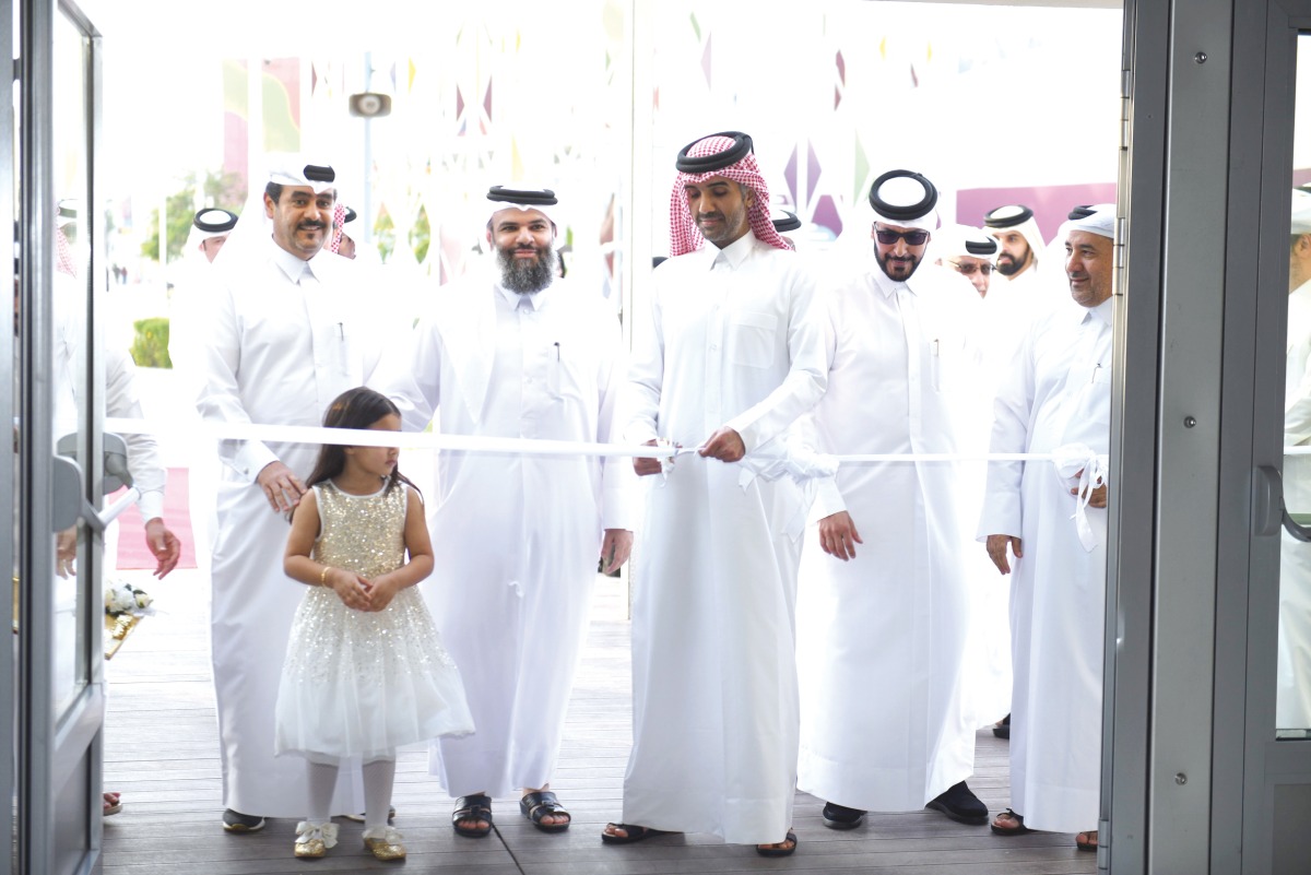 Assistant Undersecretary for Social Development Affairs at the Ministry of Social Development and Family, Fahd Mohammed Al Khayarin (centre), Director of the General Endowment Department at the Ministry of Awqaf and Islamic Affairs Dr. Sheikh Khalid bin Mohammed Al Thani (second left) with other officials at the event.