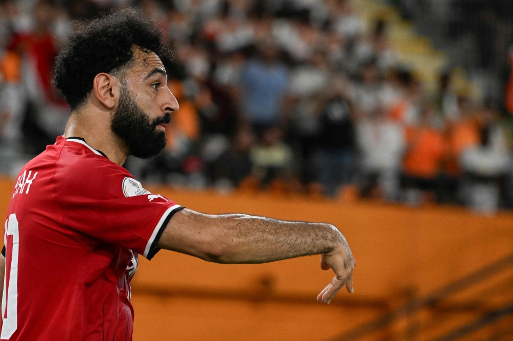 Egypt's forward #10 Mohamed Salah gestures during the Africa Cup of Nations (CAN) 2024 group B football match between Egypt and Ghana at the Felix Houphouet-Boigny Stadium in Abidjan on January 18, 2024. (Photo by Issouf SANOGO / AFP)