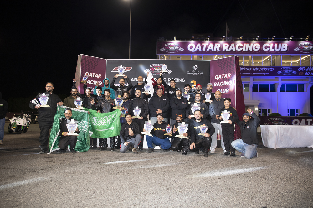 The podium winners in various categories from the second round of ADRL pose for a photograph. 