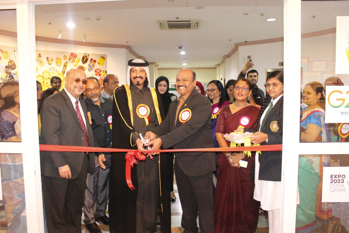 Officials and guests during DPS Modern Indian School’s second annual art exhibition.