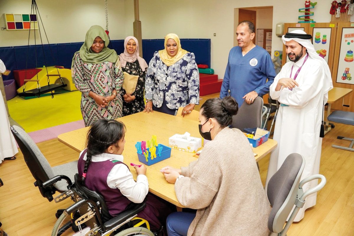 Minister for Community Development, Gender, Women, Children and Special Groups of the United Republic of Tanzania H E Dr. Dorothy Gwajima (MP), and Zanzibar Minister for Community Development, Gender, Elders and Children Riziki Pembe (MP) with officials of the Shafallah Center during the visit.