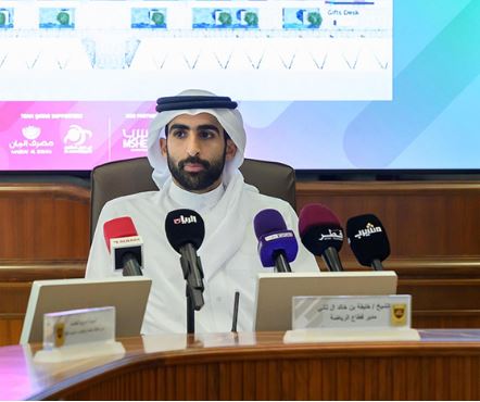 QOC Director of Sport Sector Sheikh Khalifa bin Khalid Al Thani during the press conference, yesterday. 