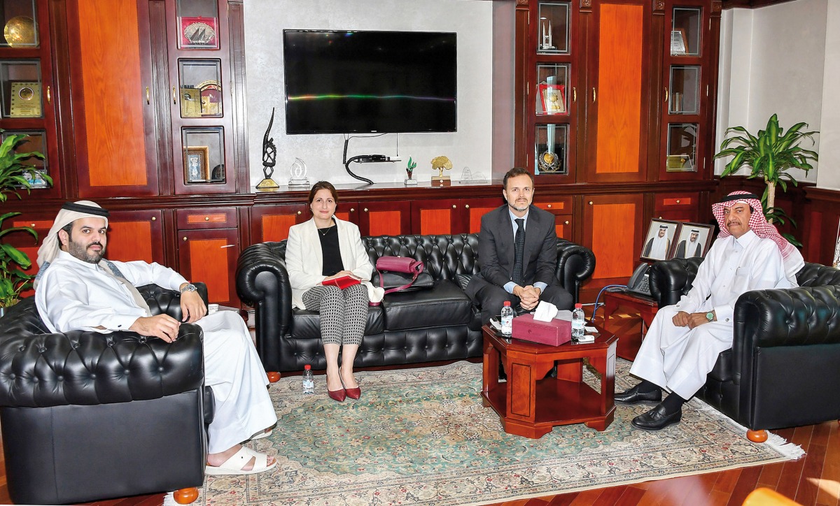QC Acting General Manager, Ali Saeed Bu Sherbak Al Mansori with Senior Specialist in Employers’ Activities at the Regional Office for Arab States at the ILO, Jose Manuel Medina Checa and other officials during the meeting.