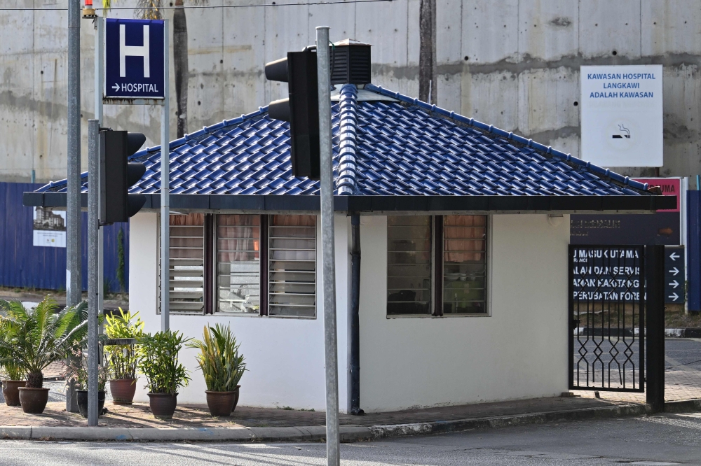 The entrance area of Sultanah Maliha Hospital, where Norway's King Harald has been admitted with an infection, is pictured on the Malaysian resort island of Langkawi on February 28, 2024. (Photo by Mohd RASFAN / AFP)
