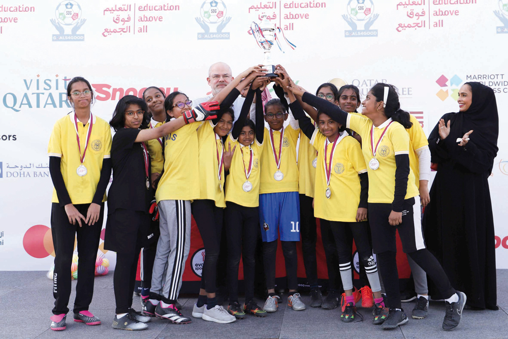 Winners of the school football tournament organised by EAA at Doha College campus.