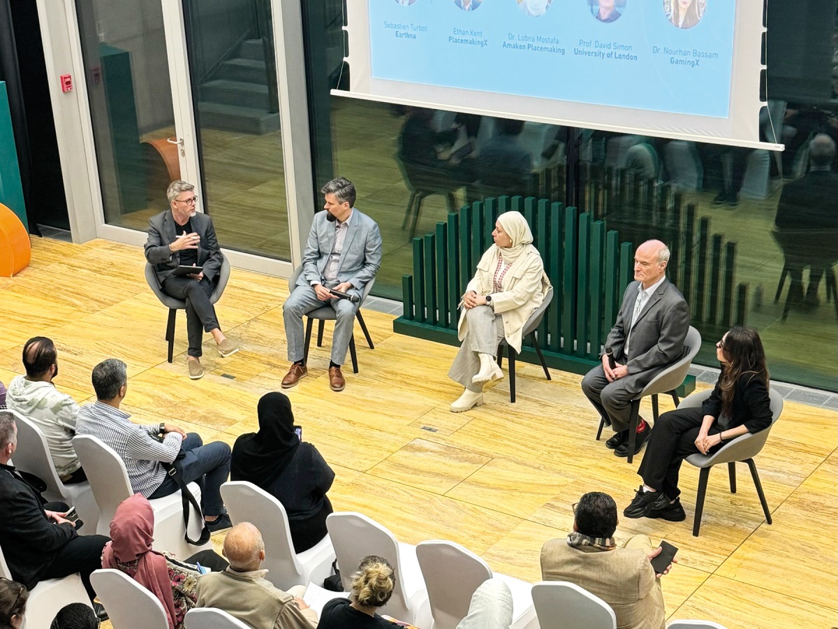 Speakers and participants at a session.