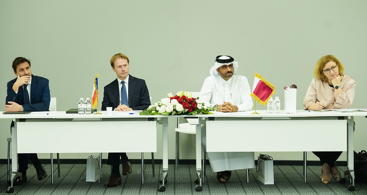 Acting Assistant Undersecretary for Higher Education Dr. Harib Al Jabri (second right) and Ambassador of France to Qatar H E Jean-Baptiste Faivre  (second left) with other officials during the event.