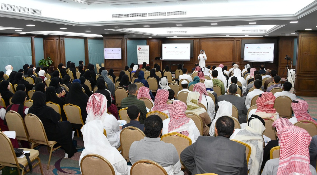 Students taking part in the first workshop entitled 'Young Entrepreneurs Initiative' hosted by Qatar Chamber.