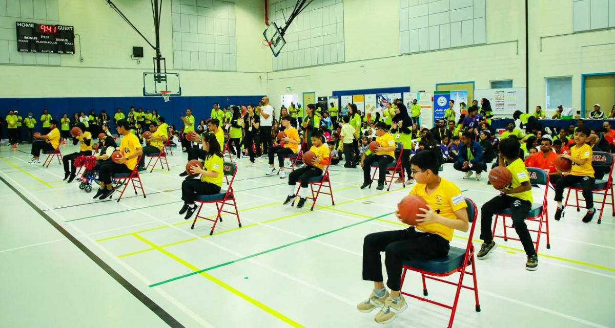 Children taking part in a sporting activity.