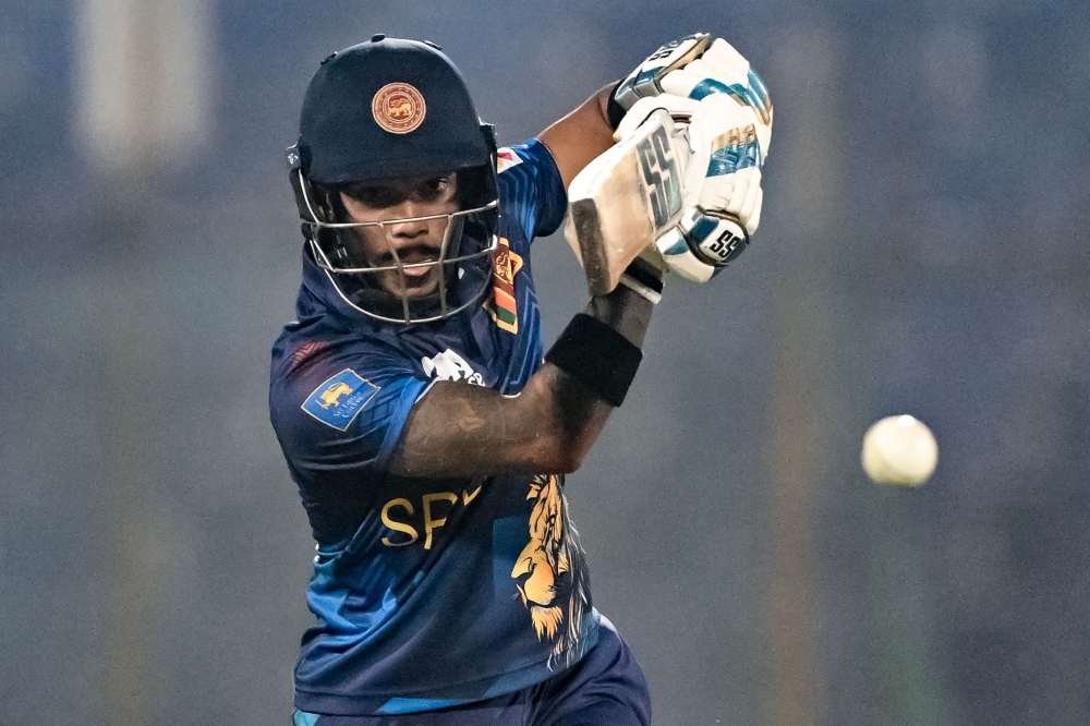 Sri Lanka's Pathum Nissanka plays a shot during the second one-day international (ODI) cricket match between Sri Lanka and Bangladesh at the Zahur Ahmed Chowdhury Stadium in Chittagong on March 15, 2024. (Photo by Munir UZ ZAMAN / AFP)
