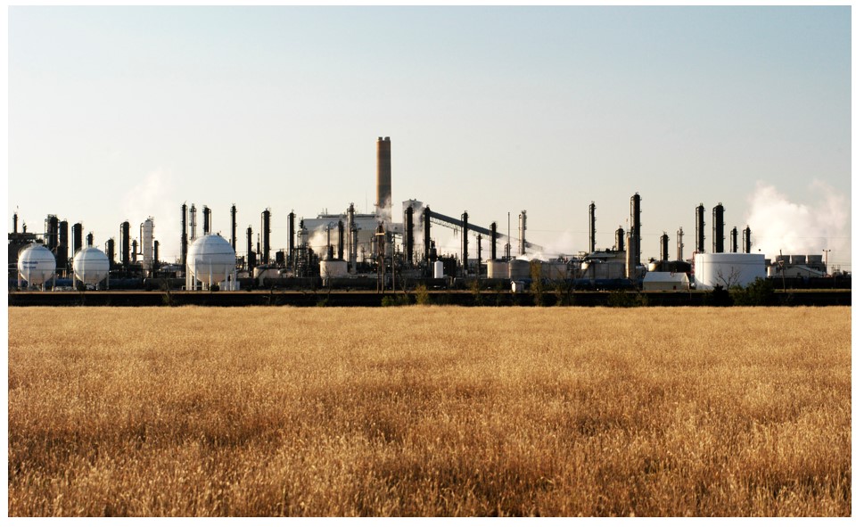 A view of a petrochemical plant in the Texas Panhandle, US.