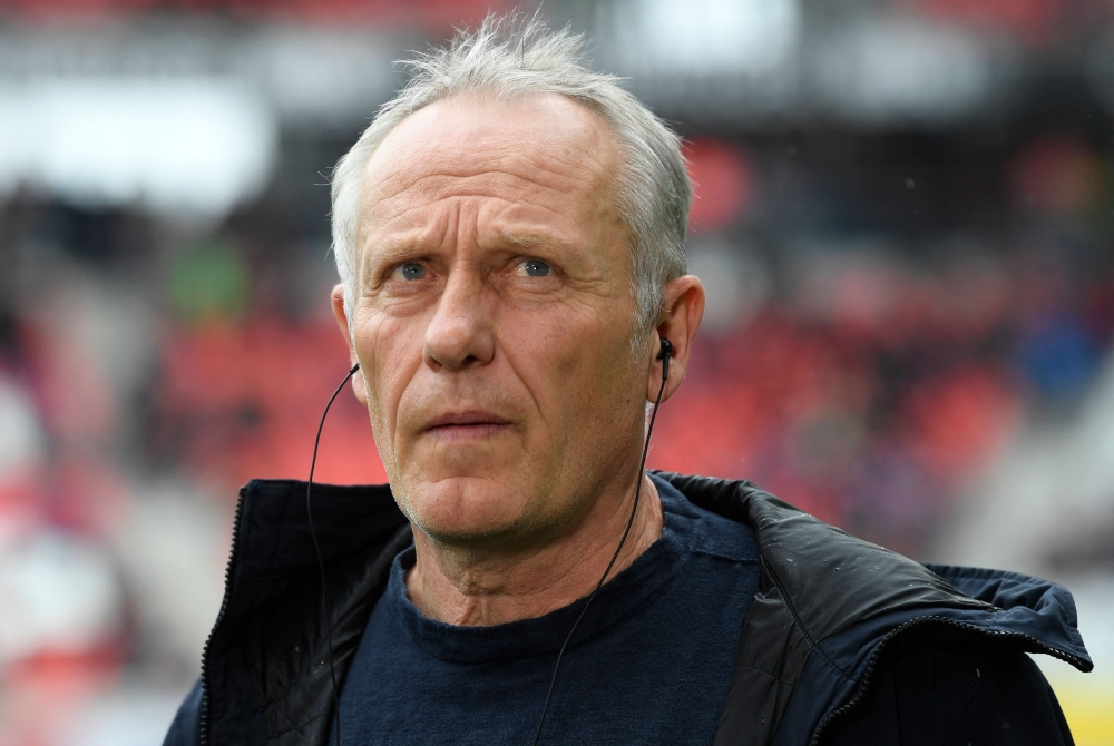 Freiburg's German coach Christian Streich looks on prior to the German first division Bundesliga football match between SC Freiburg and Bayer 04 Leverkusen in Freiburg, southern Germany, on March 17, 2024. (Photo by THOMAS KIENZLE / AFP)