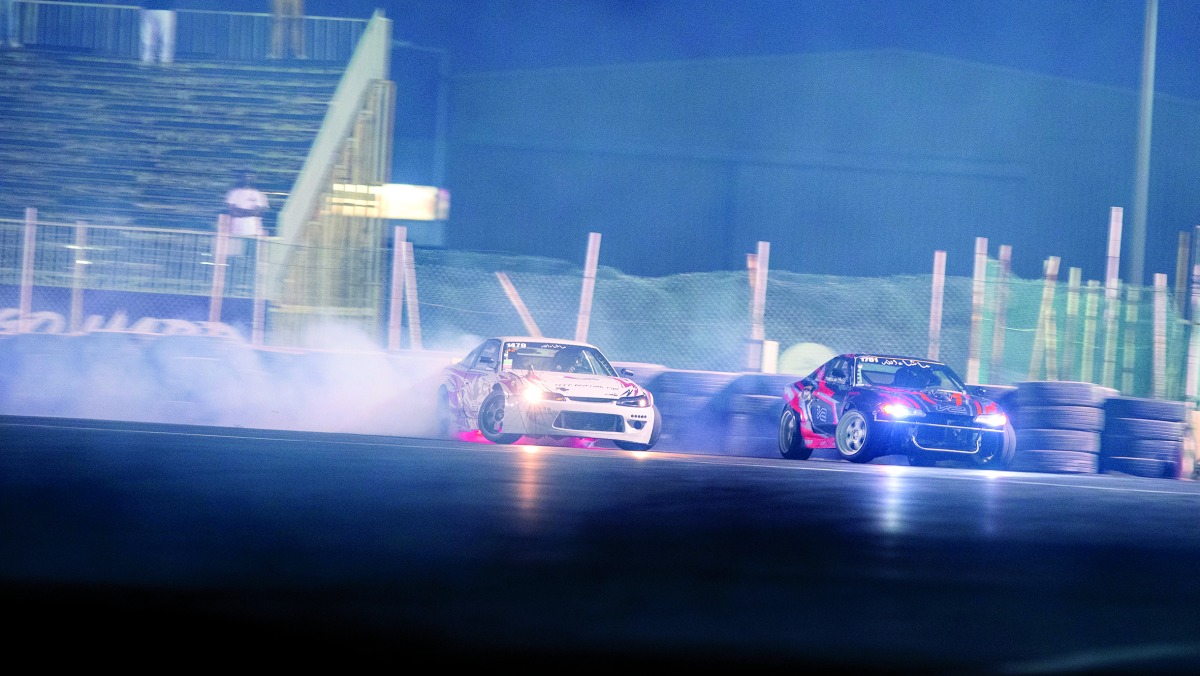 Action during an earlier round of the Qatar Drift Championship.