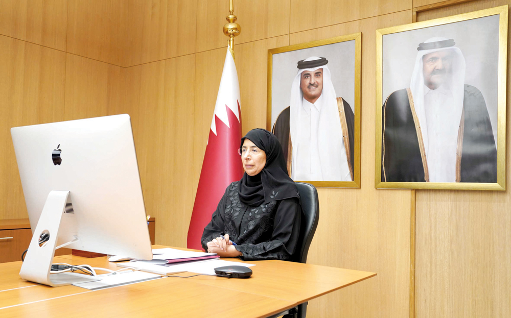 Minister of Public Health H E Dr. Hanan Mohammed Al Kuwari attending meeting of the Regional Subcommittee on Polio Eradication and Outbreaks at the Regional Office for the Eastern Mediterranean of the World Health Organization via videoconferencing.
