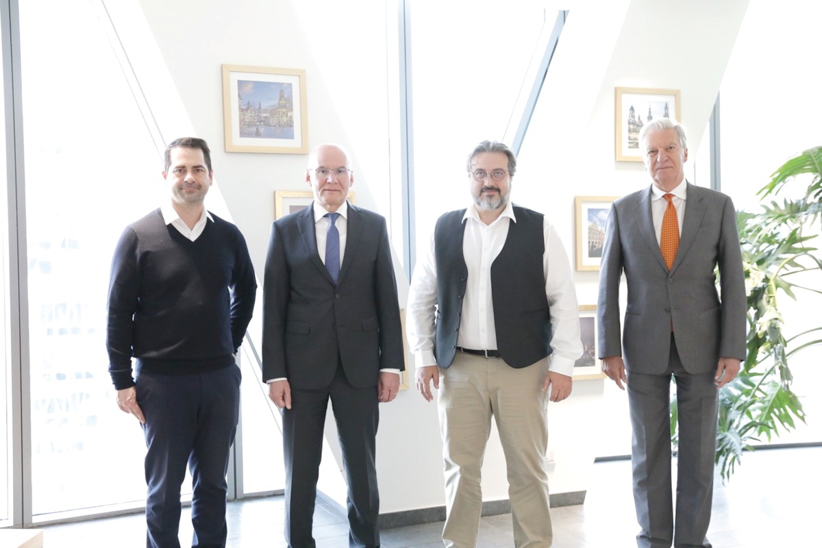 From left to right: Markus Hofmeister, H E Ambassador Lothar Freischlader, Khristo Ayad, Deputy Head of Mission Thomas Triller.
