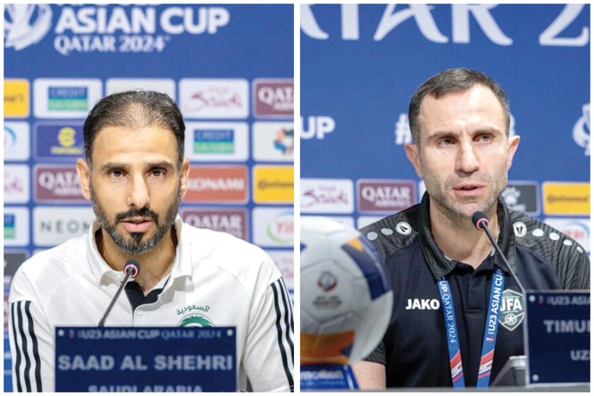 Saudi Arabia coach Saad Al Shehri and Uzbekistan coach Timur Kapadze