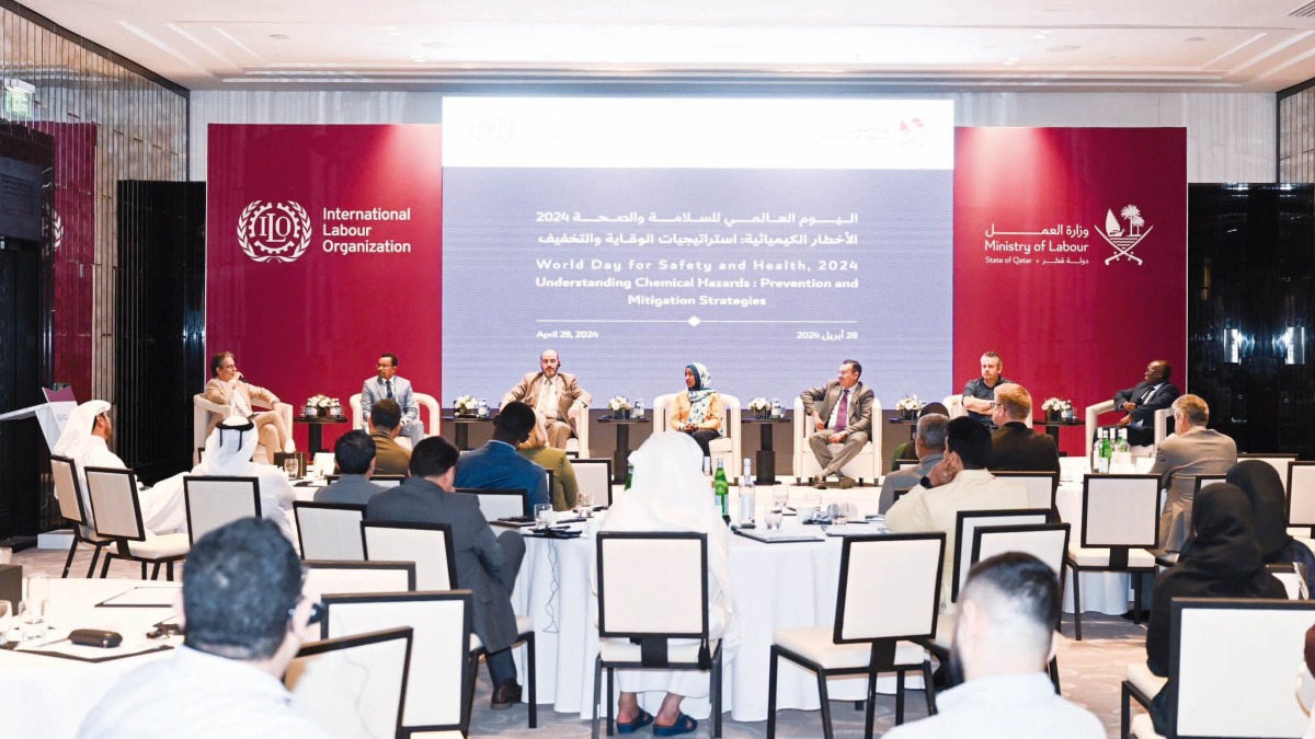 Officials and guests during an event organised by MoL to mark World Occupational Safety and Health Day.