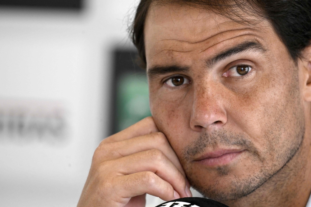 Spain's Rafael Nadal gives a press conference during the Men's ATP Rome Open tennis tournament at Foro Italico in Rome on May 8, 2024. (Photo by Tiziana Fabi / AFP)
