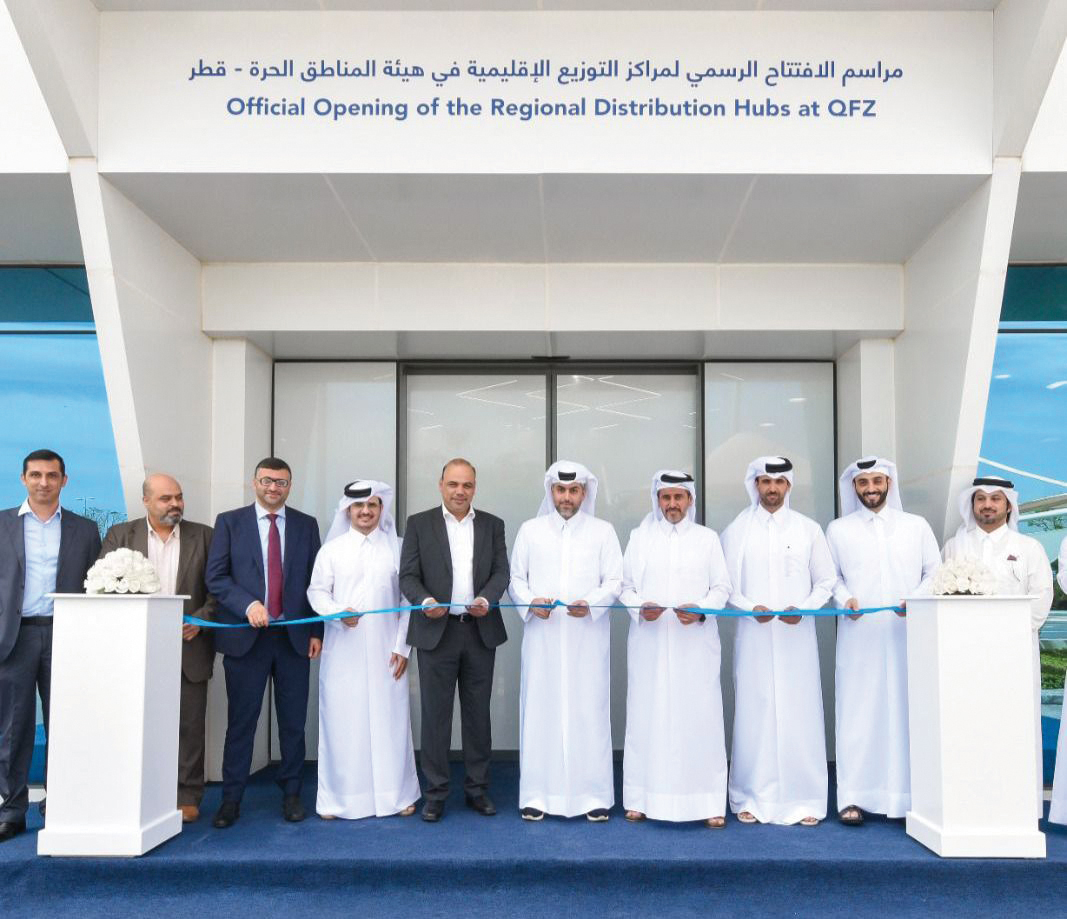 QFZ CEO, Sheikh Mohammed H F Al Thani and senior management officials during the opening ceremony in Ras Bufontas Free Zone.