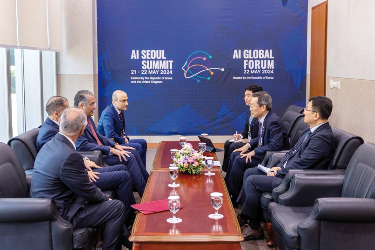Minister of Communications and Information Technology H E Mohammed bin Ali Al Mannai with other officials at the Global Forum on AI Safety in Seoul, South Korea.