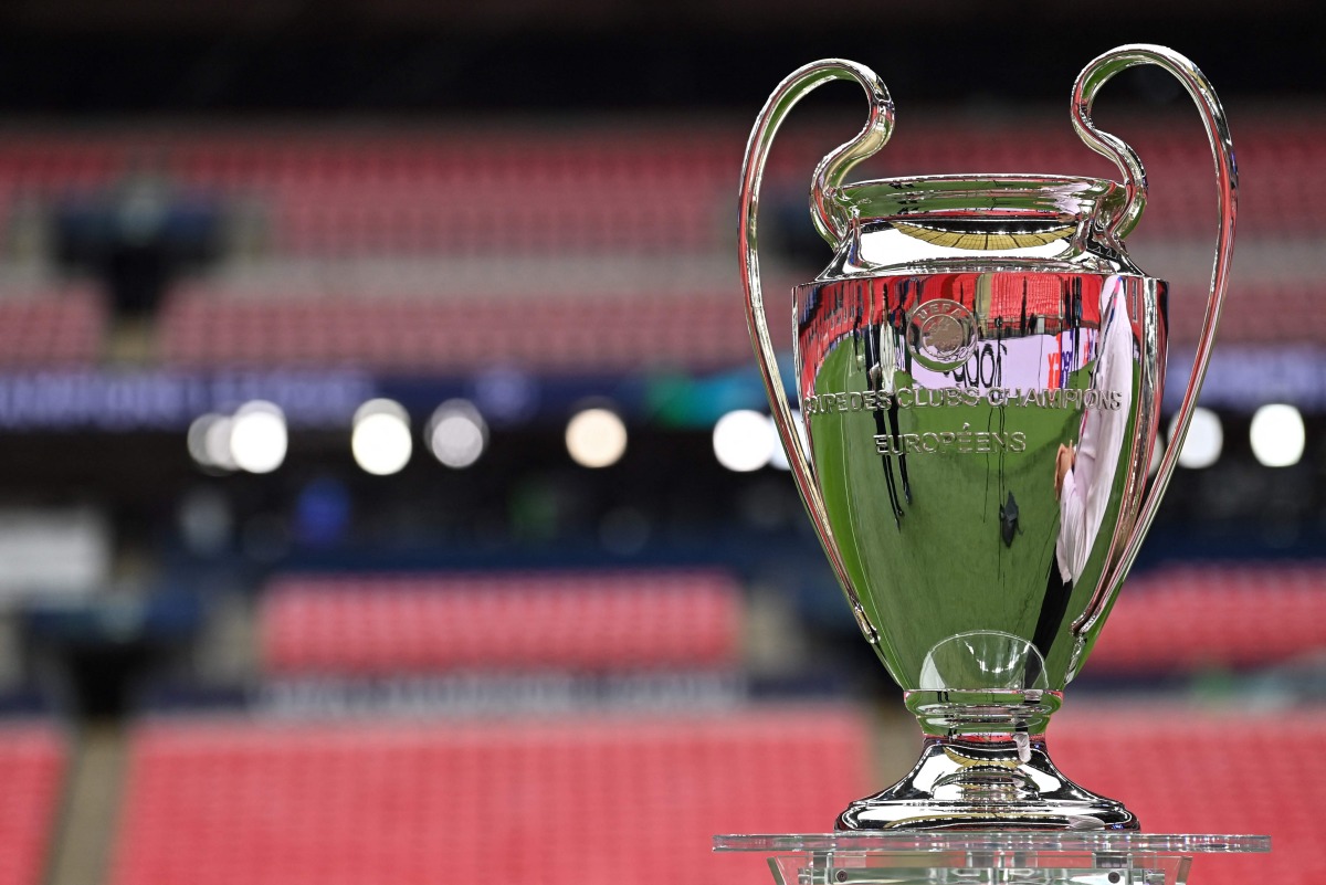 The UEFA Champions League trophy is displayed at Wembley stadium, in London, on May 31, 2024 on the eve of the UEFA Champions League final football match between Borussia Dortmund and Real Madrid. (Photo by Glyn KIRK / AFP)