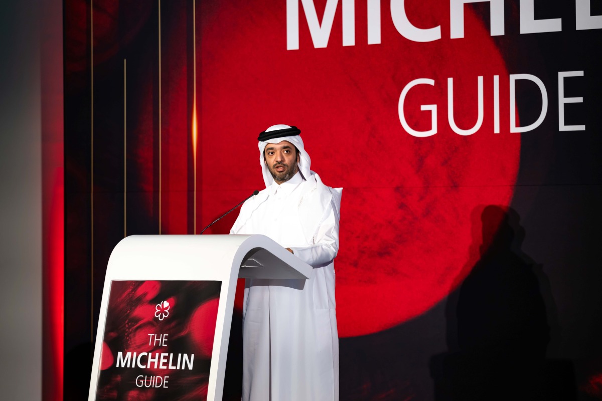 H E Saad bin Ali Al Kharji speaking during the event.