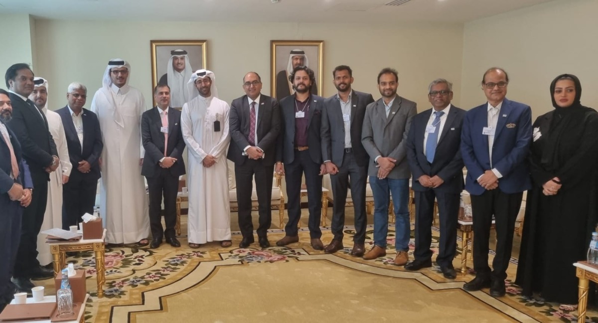 Assistant Undersecretary for Industry Affairs and Business Development at Ministry of Commerce & Industry H E Saleh bin Majid Al Khulaifi; Ambassador of India to Qatar, H E Vipul along with other officials during the meeting.