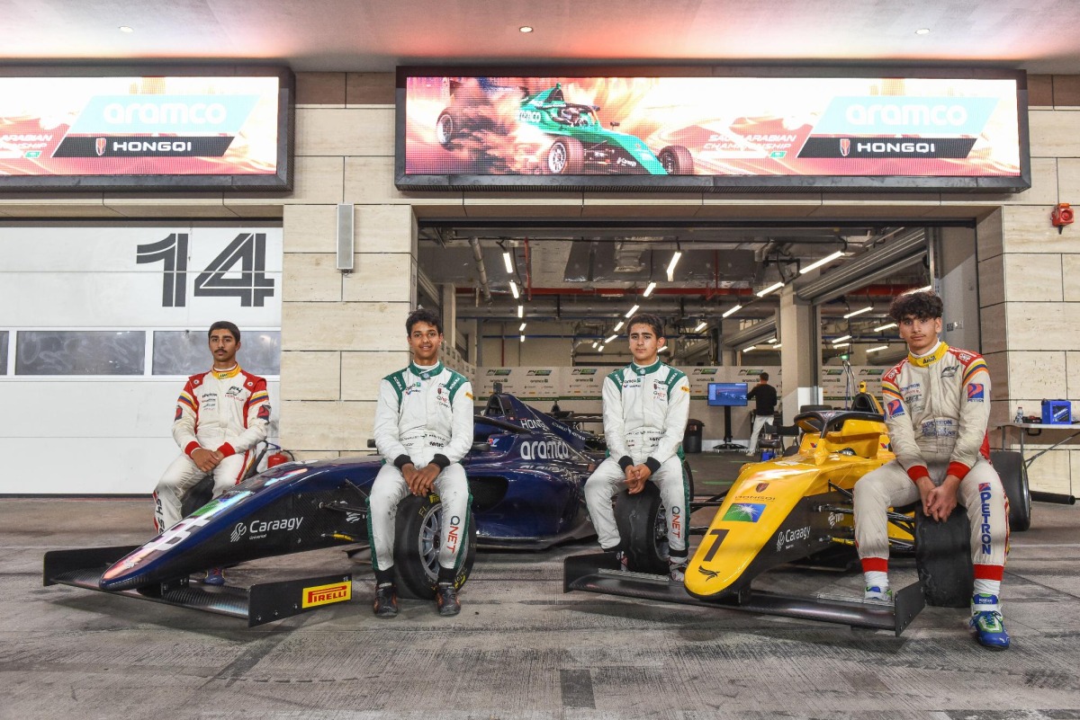 Qatar Motorsports Academy’s talented quartet during testing for F4. 