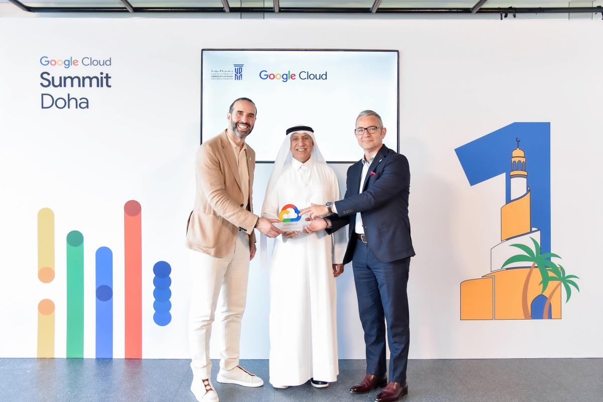 President of UDST Dr. Salem Al Naemi (centre) with other officials at the launch of the hub in Doha, recently.