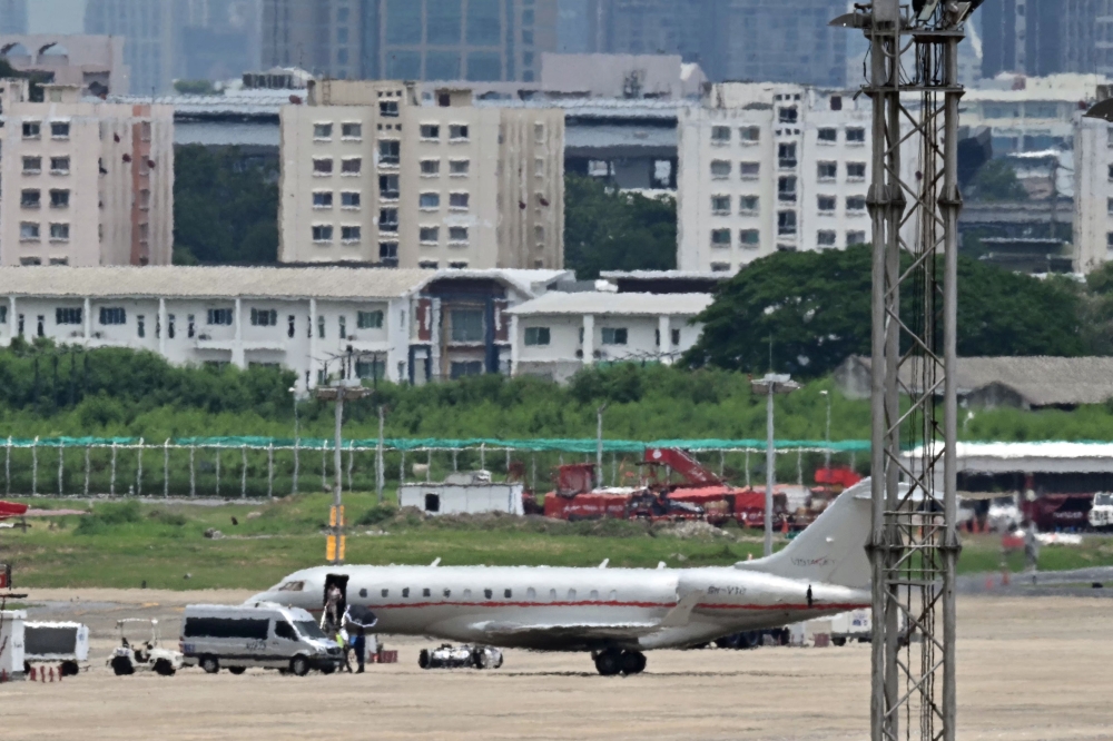 An airplane carrying Wikileaks founder Julian Assange pictured on the tarmac at Don Mueang International Airport in Bangkok on June 25, 2024. (Photo by Manan Vatsyayana / AFP)
