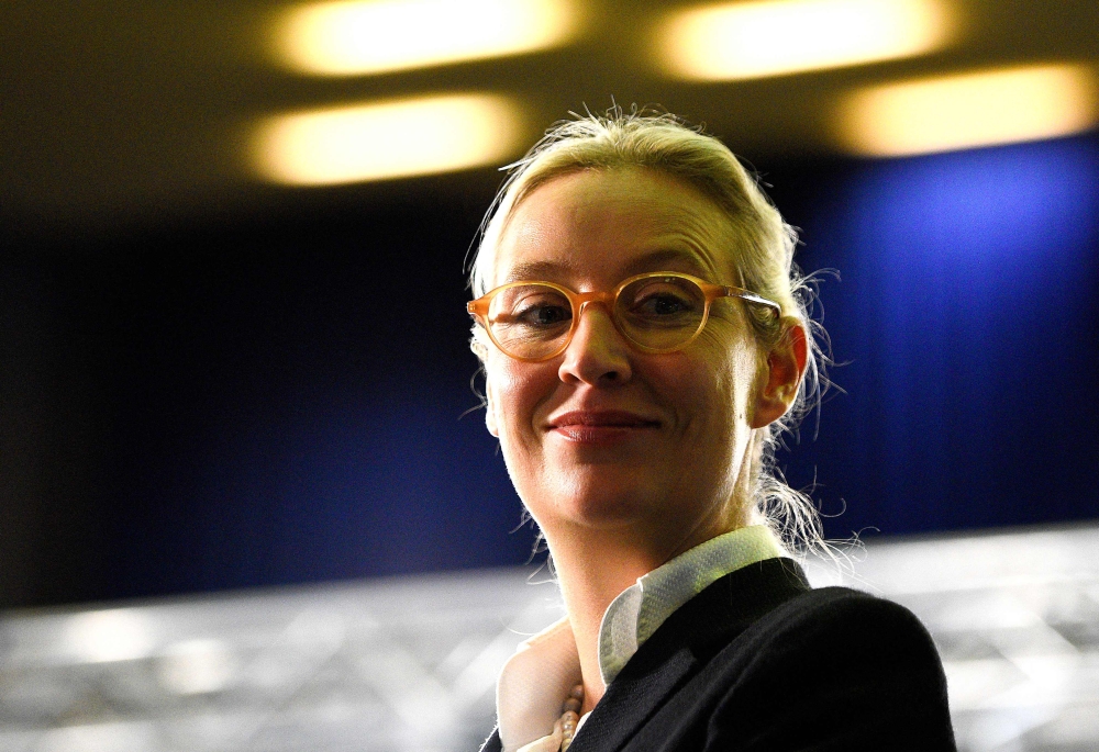 Re-elected co-leader of the far-right Alternative for Germany (AfD) party Alice Weidel smiles during the party congress of the the far-right Alternative for Germany (AfD) party in Essen, on June 29, 2024. (Photo by VOLKER HARTMANN / AFP)
