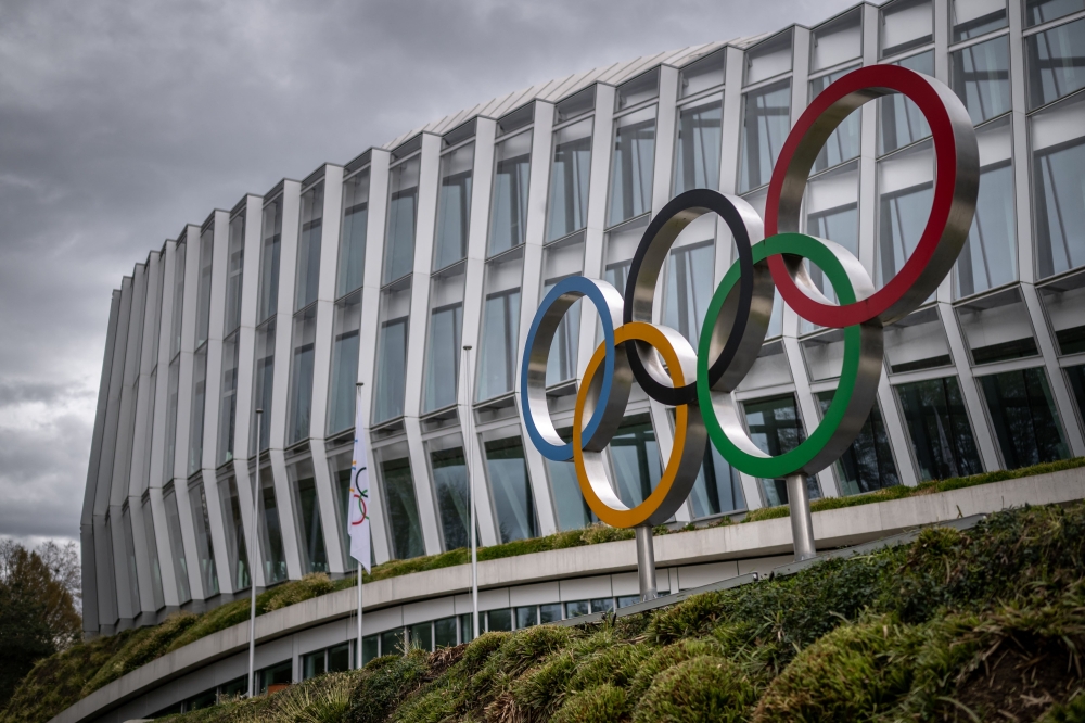 ( Files) This general view shows the headquarters of International Olympic Committee. (Photo by Fabrice Coffrini / AFP)