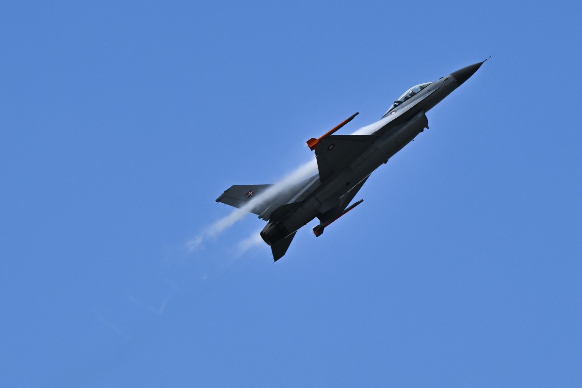 Royal Danish Air Force (RDAF) F-16. Photo by JUSTIN TALLIS / AFP.