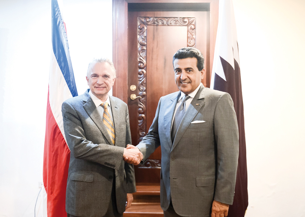 UN Special Advocate for the Prevention of Corruption H E Dr. Ali bin Fetais Al Marri meeting with Minister of Foreign Affairs of the Republic of Costa Rica H E Arnoldo Andre Tinoco.