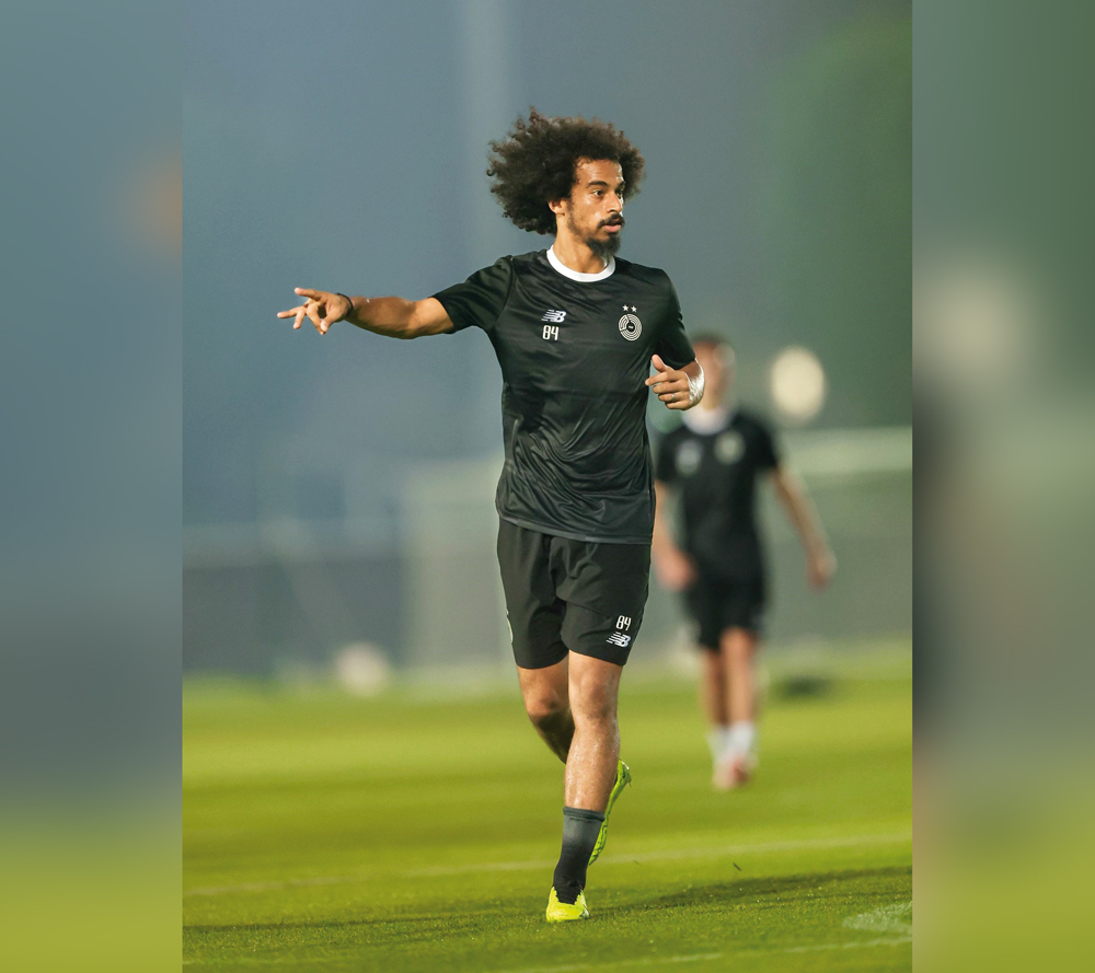 Al Sadd’s Akram Afif during team’s training session.