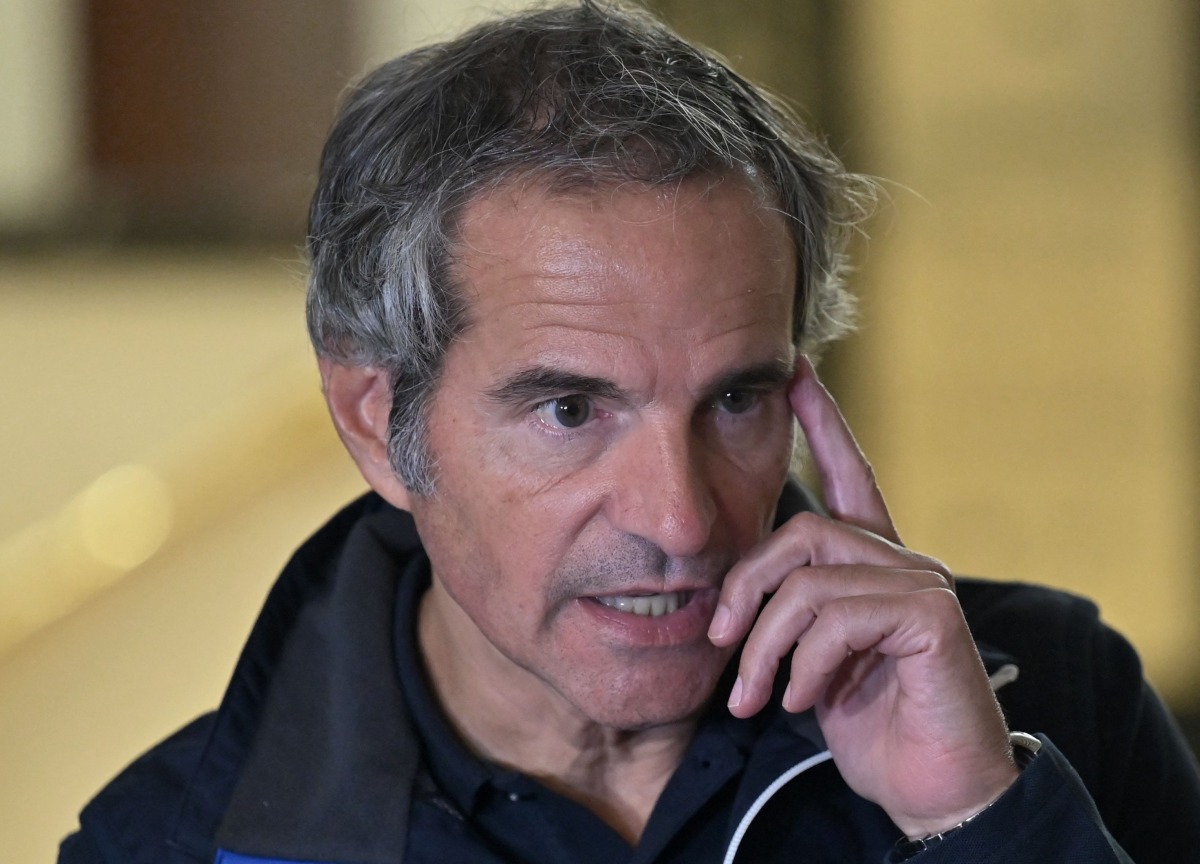 International Atomic Energy Agency (IAEA) Director General Rafael Grossi speaks to press in Kyiv on September 3, 2024 ahead of his visit to the Zaporizhzhia nuclear plant under Russia's control. (Photo by Sergei SUPINSKY / AFP)
