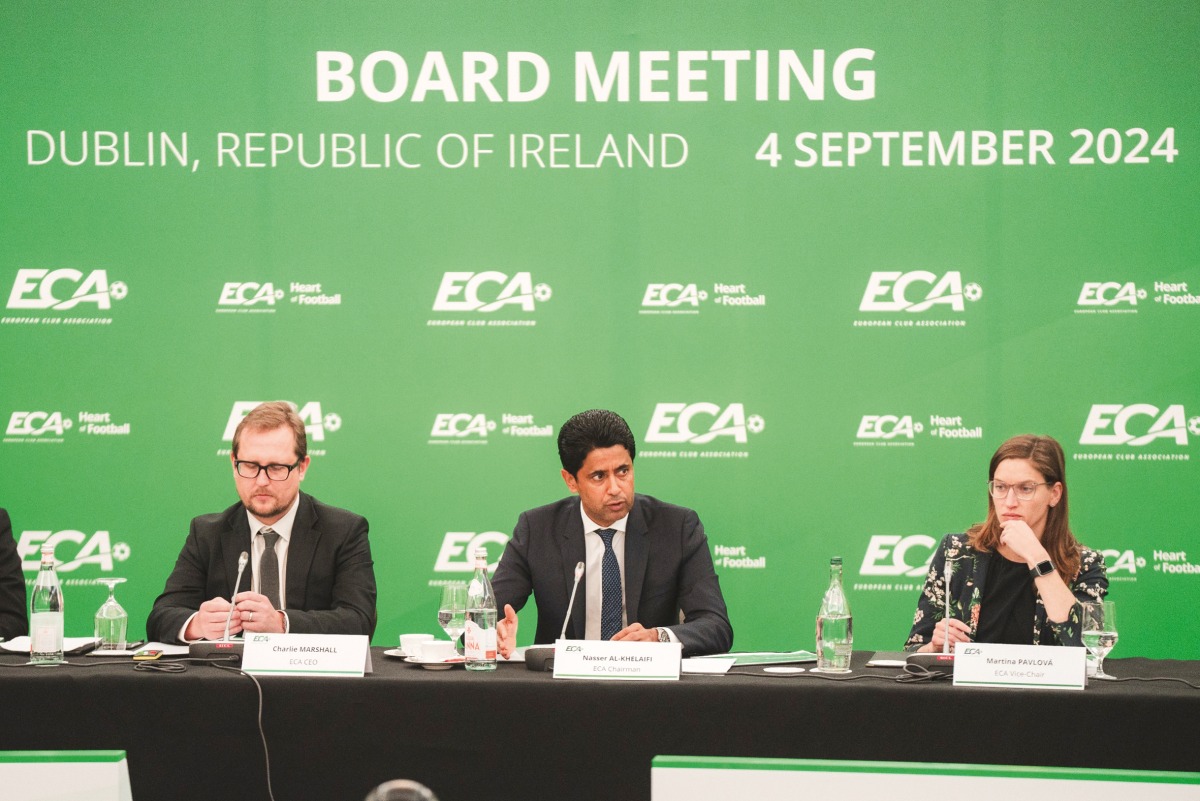 Nasser Al Khelaifi chaired the European Club Association Board meeting on Wednesday in Dublin, Ireland.
