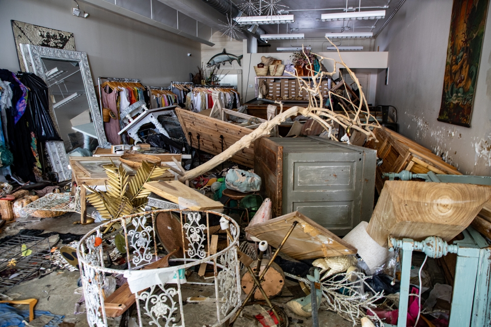 Hurricane Helene left this store in shambles in the Pass-a-Grille area of St. Pete Beach, Fla., on Saturday. Ted Richardson for The Washington Post