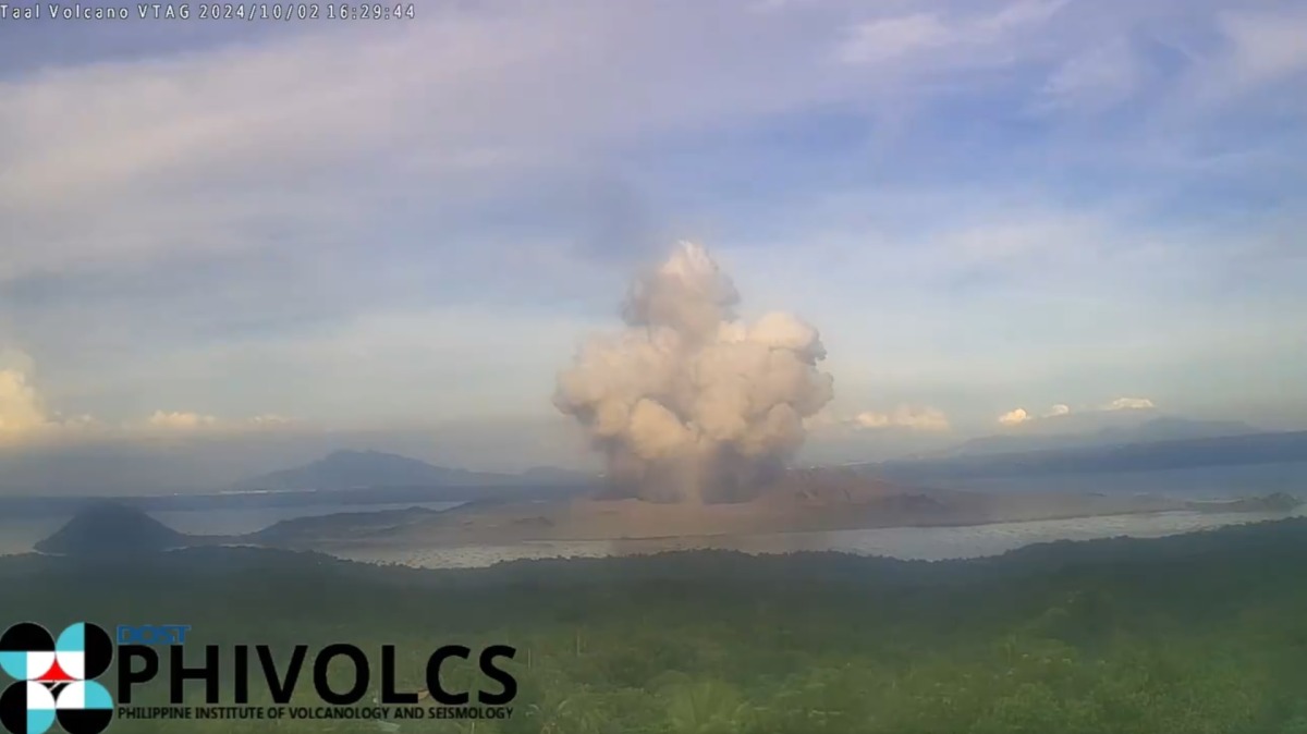 A screengrab from a video shared by PHIVOLCS shows the moment the Taal volcano erupted. Photo credit: PHIVOLCS on X
