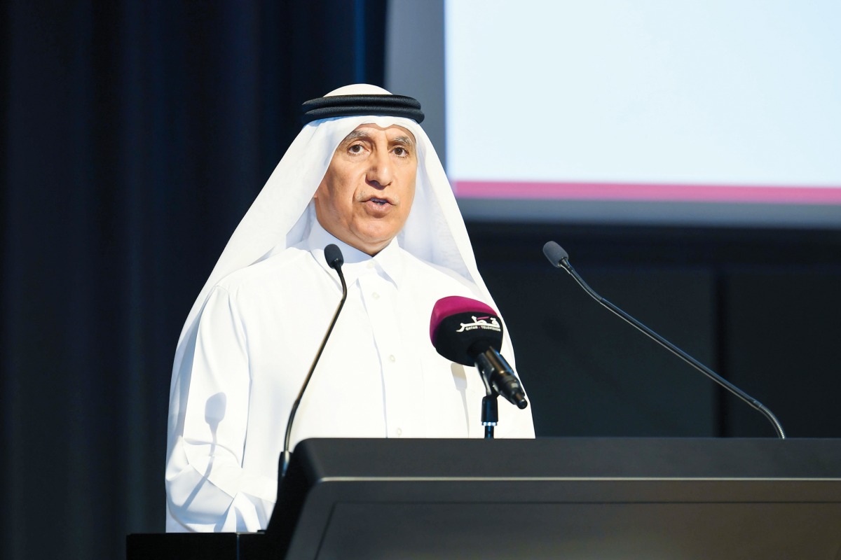 UDST President Dr. Salem Al Naemi giving a speech at the event.
