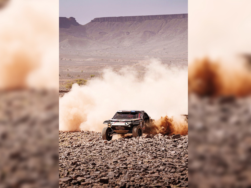 Qatar’s Nasser Al Attiyah drives the new Dacia Sandrider during stage 1 of the Rallye du Maroc in Zagora, Morocco, yesterday.