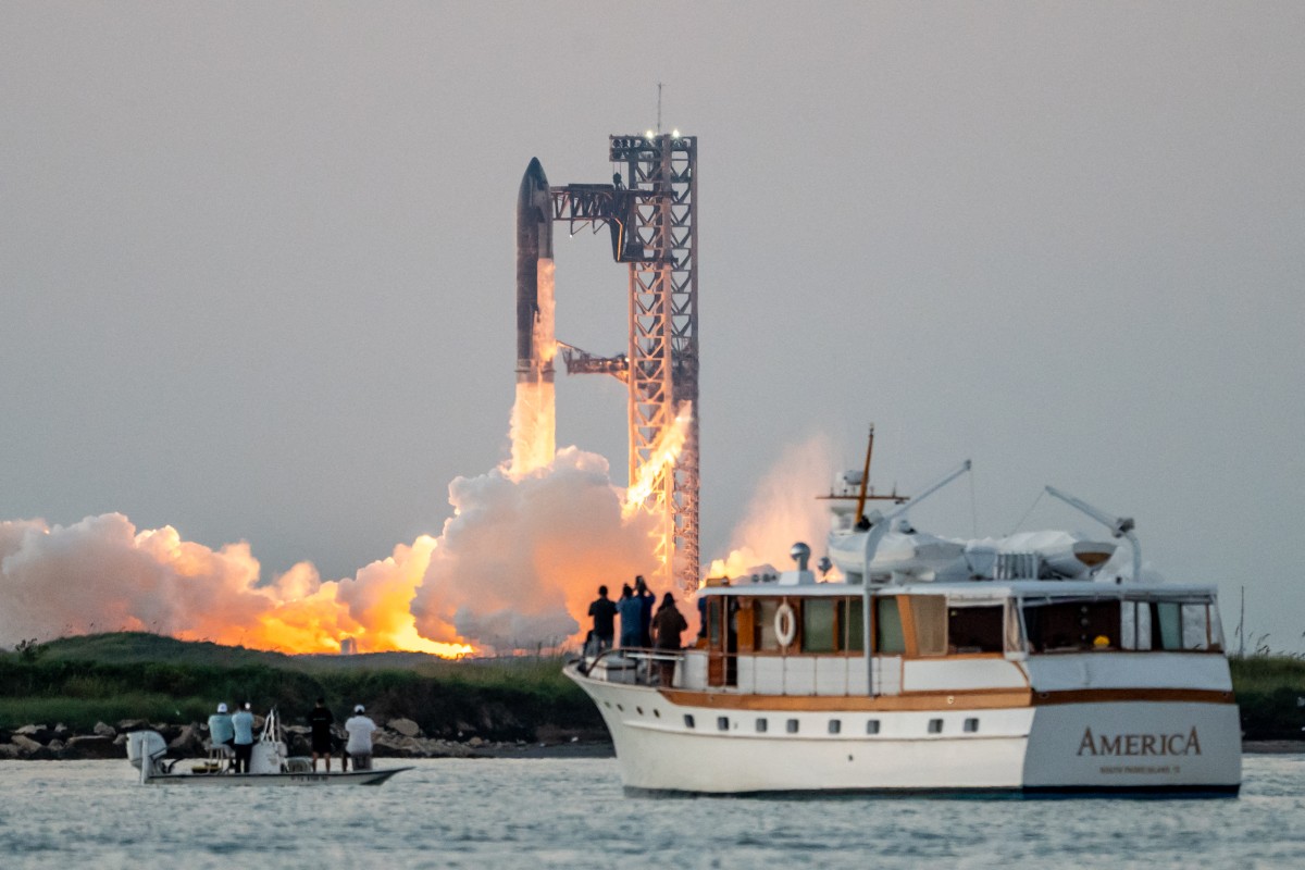 The SpaceX Starship lifts off from Starbase near Boca Chica, Texas, on October 13, 2024, for the Starship Flight 5 test. SpaceX successfully 