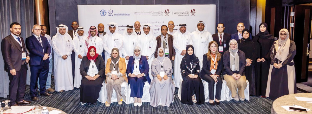 Director of the Agricultural Research Department at the Ministry of Municipality, Hamad Saket Al Shammari with other officials during the workshop.