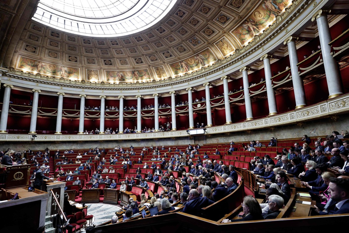 General view taken during the voting session on the draft of the Social Security bill 2025 at the National Assembly, the French Parliament's lower house, in Paris on December 2, 2024. (Photo by STEPHANE DE SAKUTIN / AFP)
