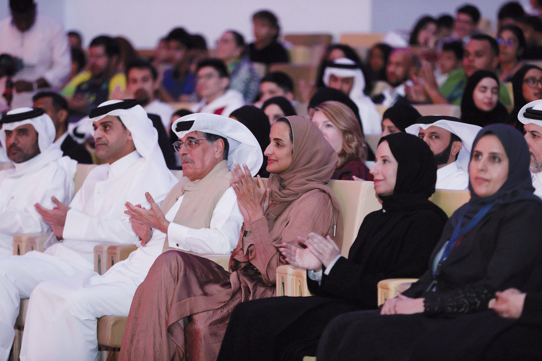Vice Chairperson and CEO of Qatar Foundation H E Sheikha Hind bint Hamad Al Thani;  Minister of Social Development and Family H E Buthaina bint Ali Al Jabr Al Nuaimi; Minister of State and President of Qatar National Library H E Dr. Hamad bin Abdulaziz Al Kawari and other dignitaries during the ceremony.