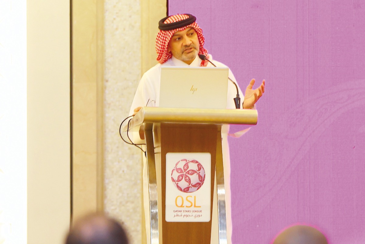 Qatar Stars League CEO Hani Taleb Ballan speaks during the seminar. 