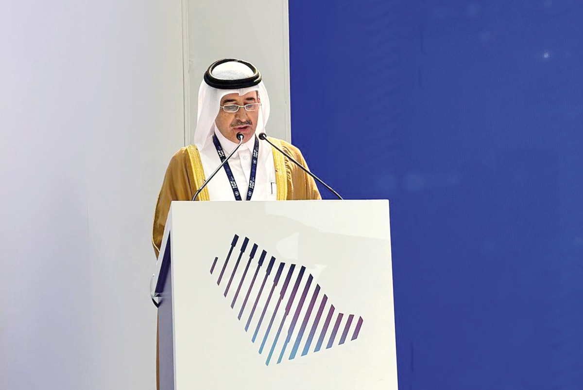 Shura Council member H E Dr. Ahmed bin Hamad Al Muhannadi speaking at the event.