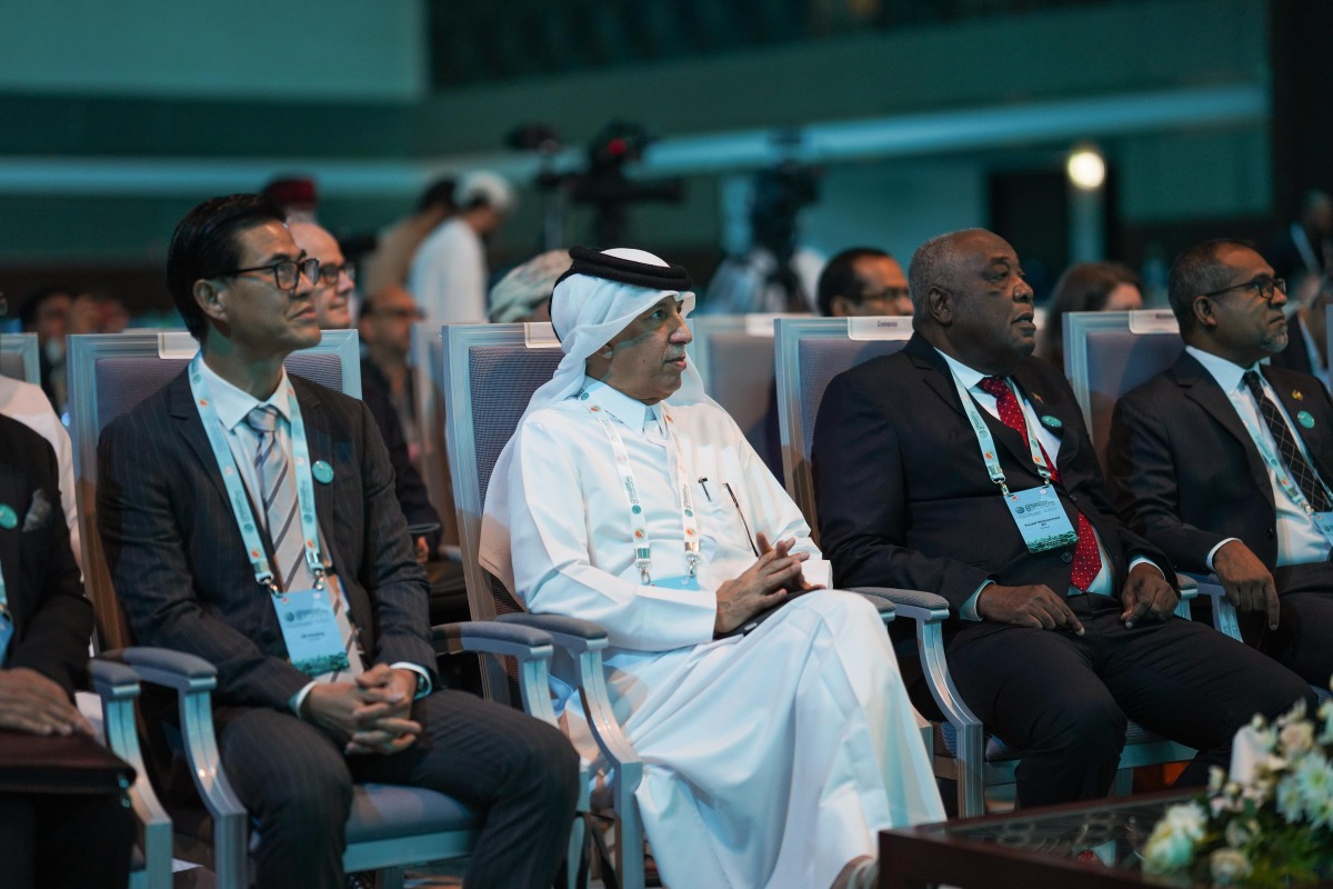 Minister of State for Foreign Affairs H E Sultan bin Saad Al Muraikhi attending the conference. 
